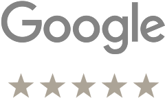 Google logo with five empty star ratings